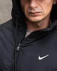 Анорак Nike осінь єврозима спортивна чоловіча куртка найк водовідштовхувальна плащівка чорна з бічними утяжками, фото 6