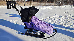 Санки на колесах з штовхачем VIP Rasper Delux - люкс-модель 7в1 з хутром і зручними муфтами