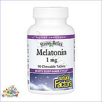 Мелатонін 1мг для сну Natural Factors 90 таблеток вегетаріанський без побічних ефектів