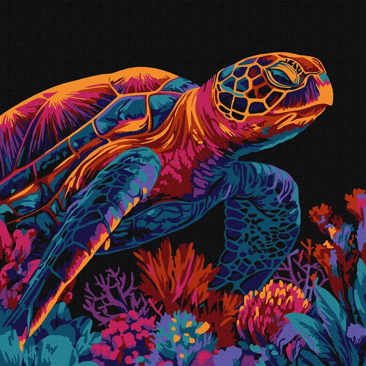 Картина за номерами Загадкова черепаха 30*30 см Ідейка KHO 5182, фото 1