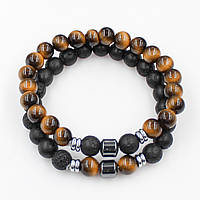 Набір браслетів на резинці (2 шт.) Котяче око 372013(2)