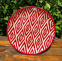 Узбекський ляган 32 см тарілка ручної роботи з червоним малюнком
