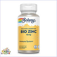 Біодобавка цинк для імунітету Solaray Bio Zinc 15mg 100 капсул вегетаріанські