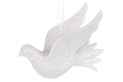 Ялинкова прикраса Птах, 9,5см, колір - білий