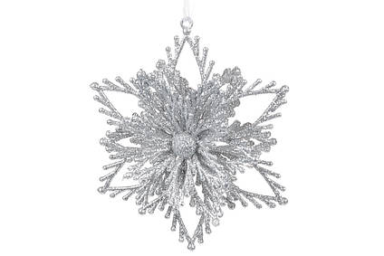 Ялинкова прикраса Сніжинка 12см, колір - срібло