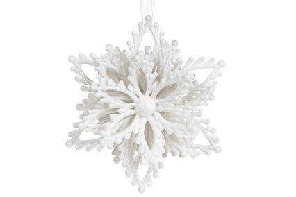 Ялинкова прикраса Сніжинка 9.5см, колір - білий