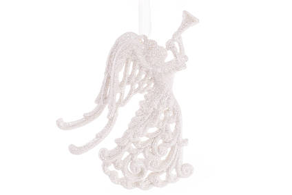 Ялинкова прикраса Янгол 14*9см, колір - білий