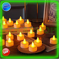 Набір LED свічок на батарейках 24 шт білі декоративні свічки для створення затишку та атмосфери свя