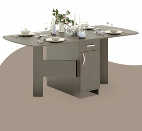 Стіл-книжка венге, розкладний кухонний стіл-трансформер з ящиками та полицями з ЛДСП для обідньої зони, меблі-трансформер