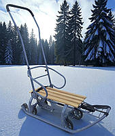 Санки на колесах (висувних) трансформер "Ельф" дитячі зі складаною знімною батьківською ручкою спинкою Україна