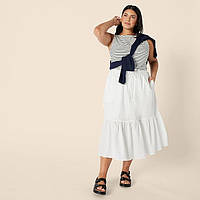 Женская многоярусная юбка миди из хлопкового атласа средней талии А-силуэта Amazon Essentials, размер L