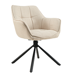 Стілець поворотний R-69 тканина айворі / ніжки чорні TM Vetro Mebel