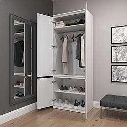 Шафа 4-х дверна шириною 80см з полицями для одягу та взуття Шафи розпашні сучасні з ламінованого ДСП