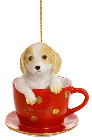 Декоративна фігурка Собачка в чашці з блюдцем, фото 1