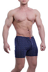 Чоловічі труси шорти облягаючі сімейні, бавовна Атлет МО maxi 000088 сині (розміри 58,64,68)