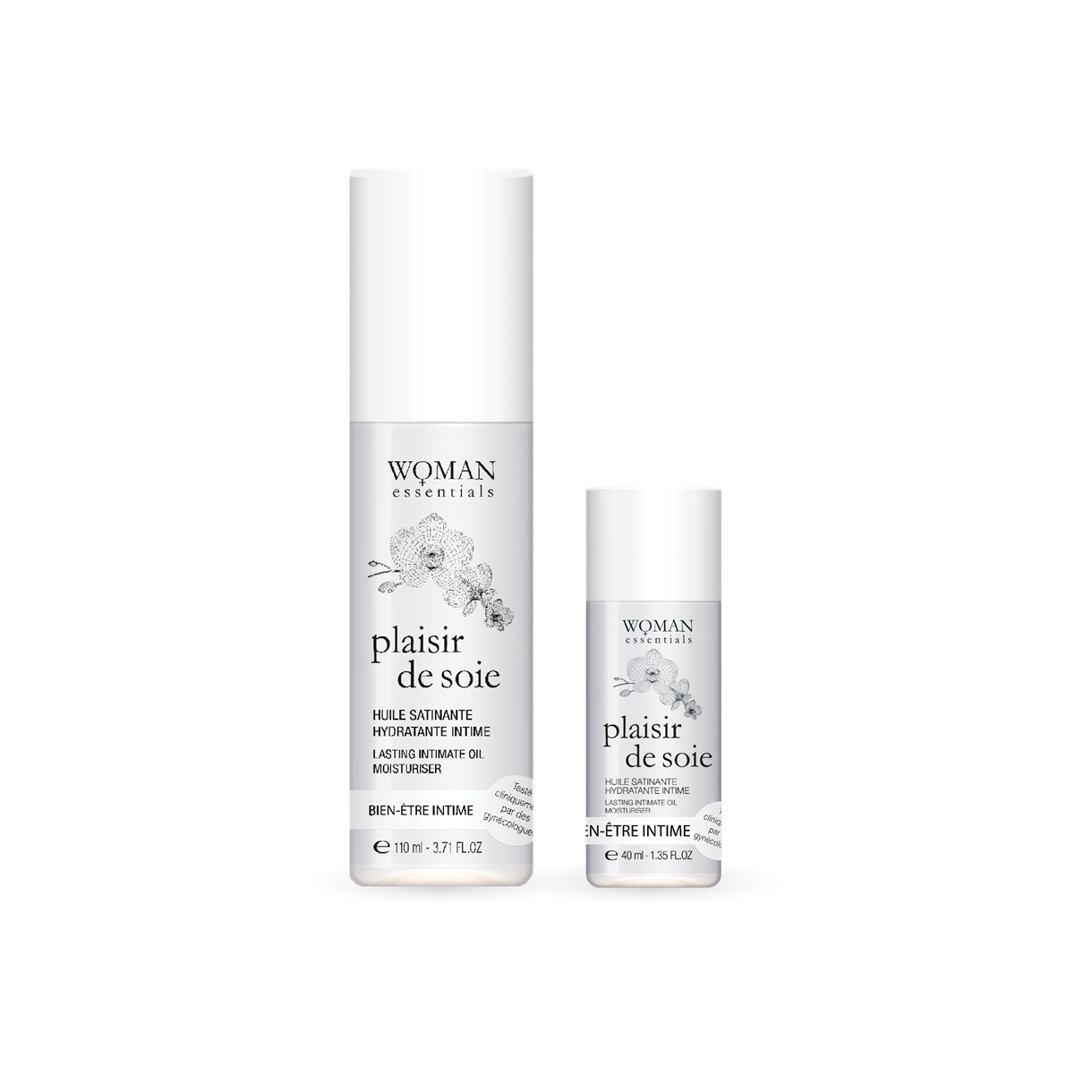 Зволожувальна олія для інтимної зони тривалої дії PLAISIR DE SOIE - Deep Moisture Lasting Massage Oil Woman Essentias, 40 мл, фото 1