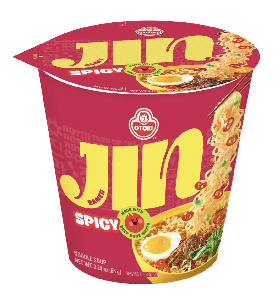 Корейський гострий Джін рамьон у стакані, TM Ottogi, 65 г, фото 1