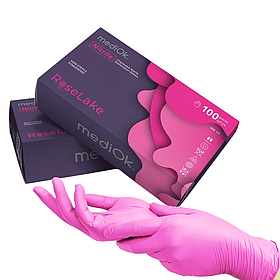 Рукавички нітрилові MediOk Rose Lake фуксія 100шт S