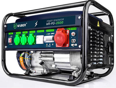 Бензиновий генератор Wuber WR-PG-2500 2.5 кВт, 4-тактний двигун, бак 15 л