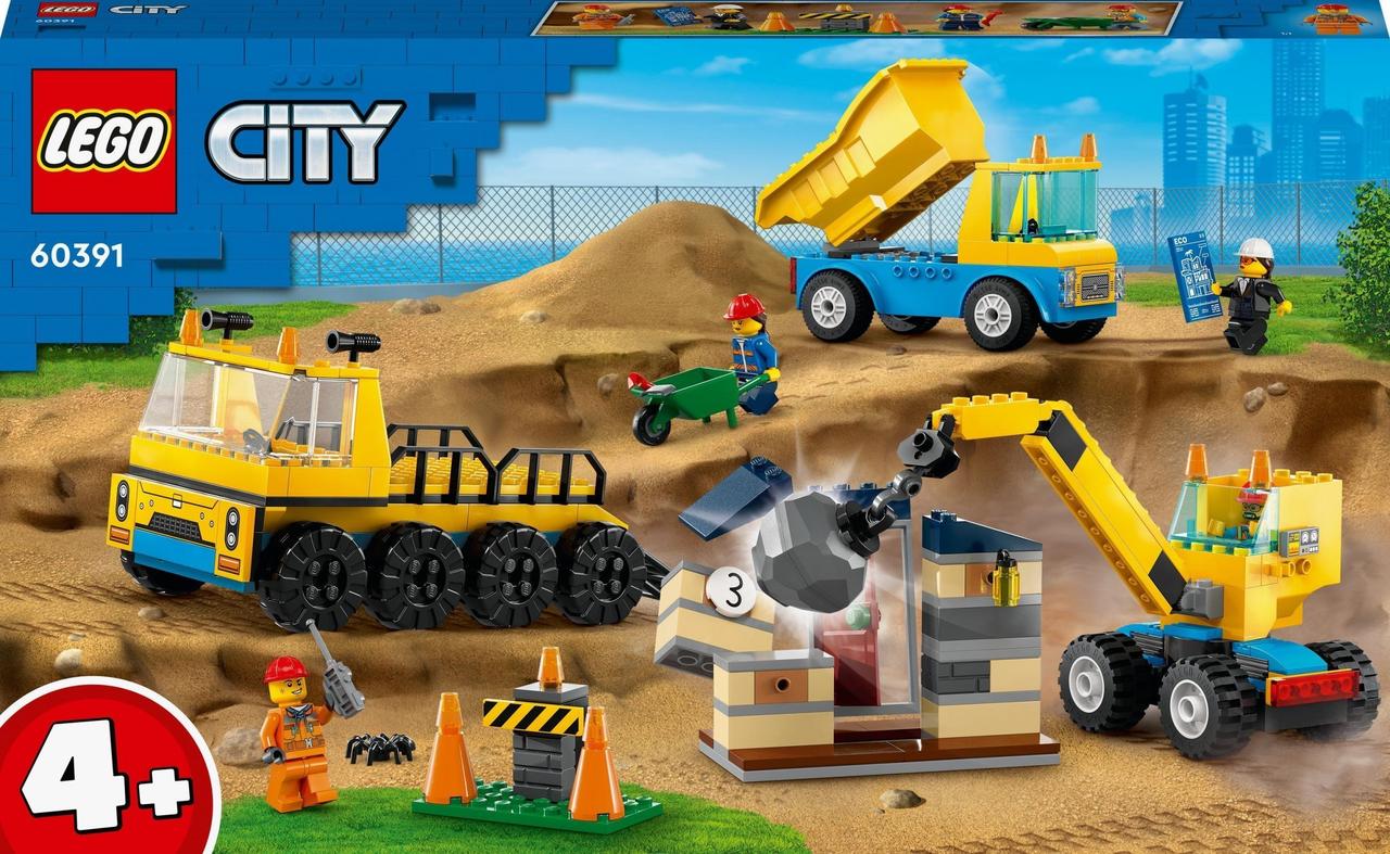 Блоковий конструктор LEGO City Будівельна вантажівка й кулястий кран-таран (60391), фото 1