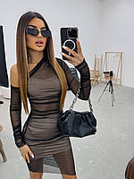 Женский комплект топ и юбочка и платье сетка 42-46