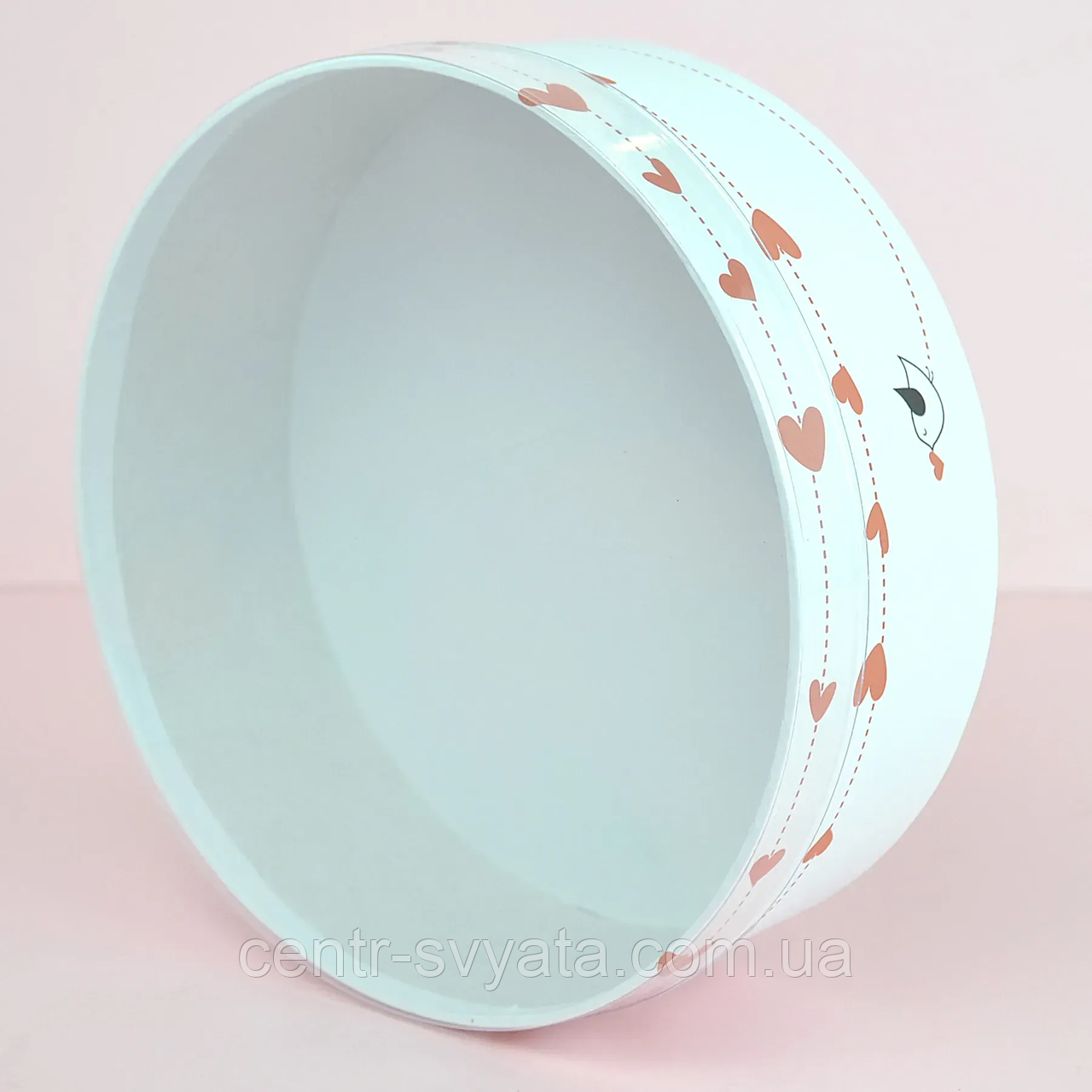 Шляпна коробка з прозорою кришкою "Сердечка" 25 см