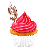 Свічка на день народження для торта No9 рожеве золото GALAXY NO. 660134