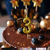 Свічка на день народження для торта No3 золота GALAXY NO. 660108