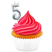 Свічка на день народження для торта No 5 срібна GALAXY NO. 660120