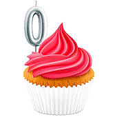 Свічка на день народження для торта No 0 срібна GALAXY NO. 60745B_0