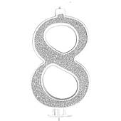 Свічка на день народження для торта No 8 зі срібним блиском GALAXY NO. 61488_SREBRNA_8