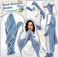 Плед-Костюм Акула Кігуру Shark Blanket Флісова Піжама-Ковдра (Розмір L)