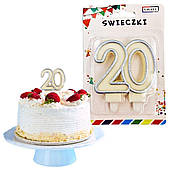 Свічка на день народження для торта No20 срібна GALAXY NO. 660544