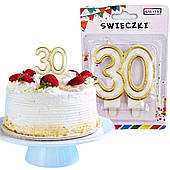 Свічка на день народження для торта No 30 золота GALAXY NO. 660539