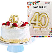 Свічка на день народження для торта No 40 золота GALAXY NO. 660540