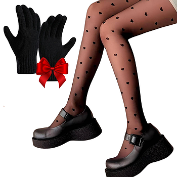 Жіночі колготки флісові 900Den, L(44/46) + Подарунок Жіночі рукавички / Утеплені колготки / Термоколготки