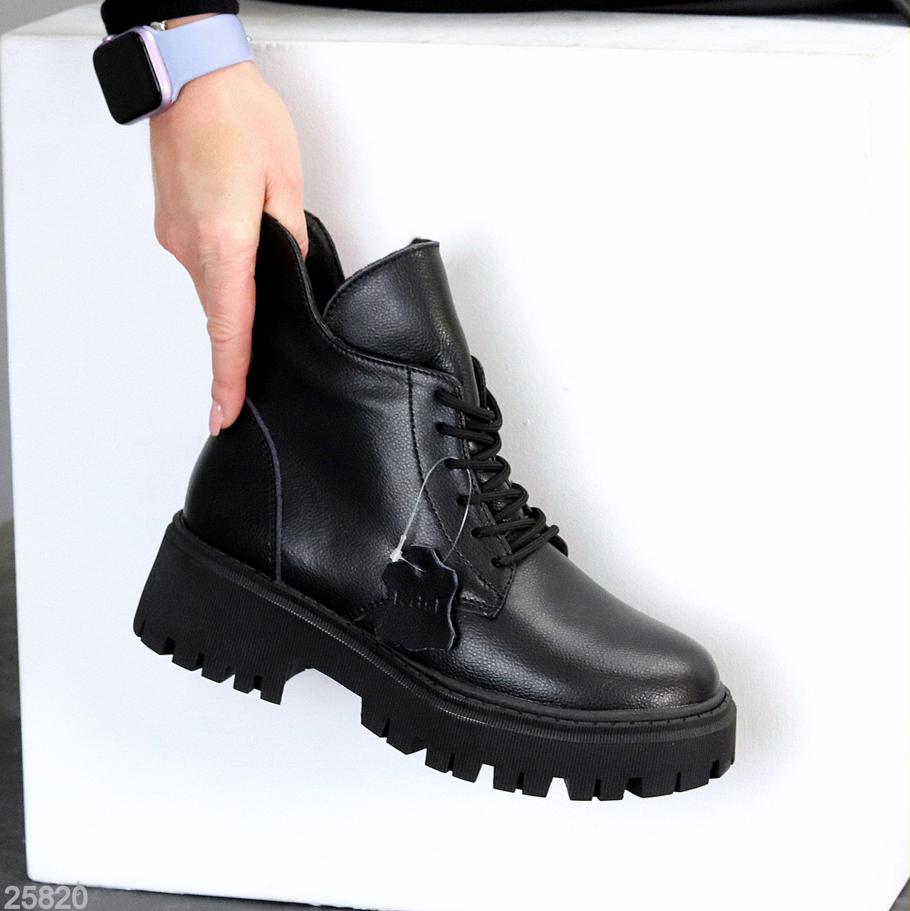 Універсальні чорні шкіряні зимові черевики берці доступна ціна, фото 1