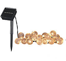 Вулична гірлянда з кульками 5 м, 10 шт, на сонячній батареї, тепле світло