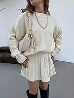 Жіночий костюм в'язаний красивий светр і спідниця пліссе теплий трикотажний костюм зі спідницею вільного крою для дівчат