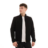 Свитер мужской с воротником на молнии трикотаж утепленный джемпер на флисе прямого кроя для парней под джинсы и брюки