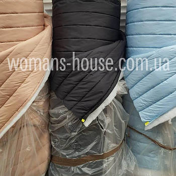 Плащівка стьобана 2-стороння смуга 10 см Наповнювач мікропух 250 гм Чорний Блакитний Кемел