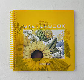 Скетчбук 40 аркушів 20*20 см На спіралі Пластикова Інтегральна обкл. Чистий аркуш 100 г/м2 (N9681) Mandarin