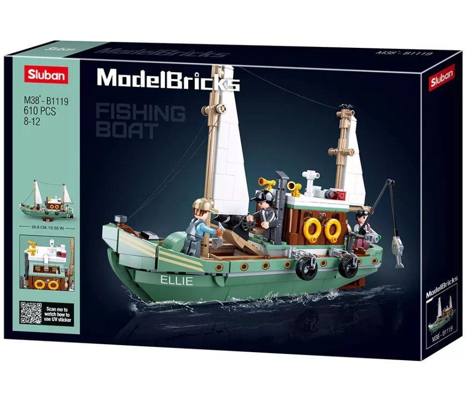 Конструктор SLUBAN M38-B1119 "Model Bricks": Рибальський човен, 610 дит., фото 1