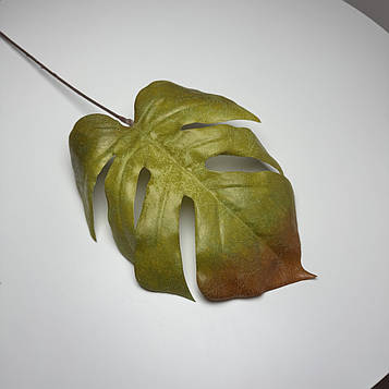 Штучний лист Монстери 54 см, 12 шт. Лист штучний Монстери жовто-червоний, Лист Монстери для декору