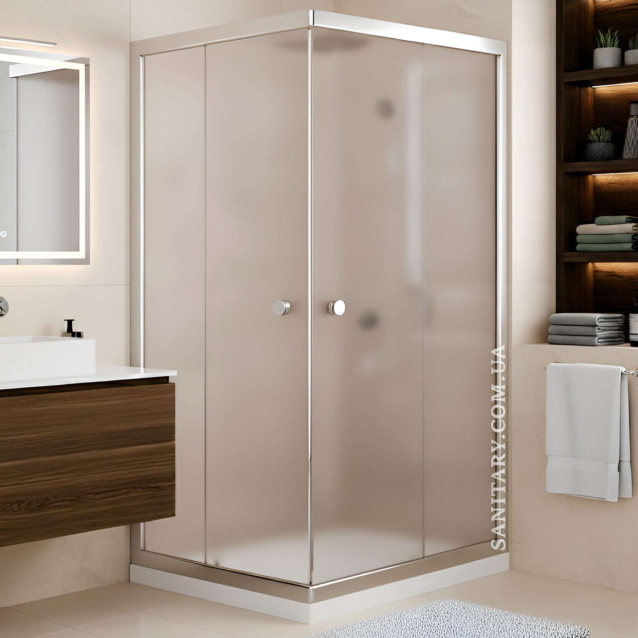 Душова кабіна 120x80x180 без піддону прямокутна Shower Titan розсувна для душу матове скло 5мм TTN-232, фото 1