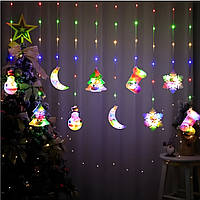 Гірлянда штора 3D фігурки RGB, нова модель 3×2 м, 10 фігурок