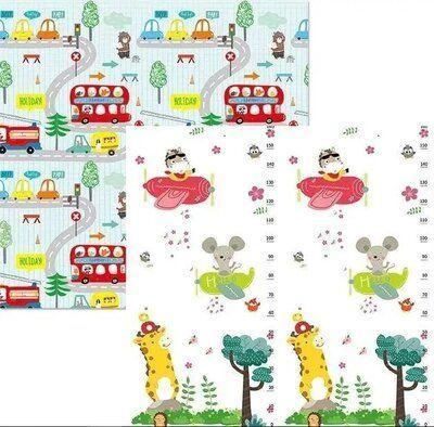 Розвивальний двосторонній дитячий термокилимок Folding baby mat 200х180х0.8 см Транспорт/Золетчики