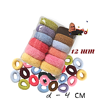 Махрові гумки для волосся Калуш 12шт d - 4 см мікс пастельних кольорів