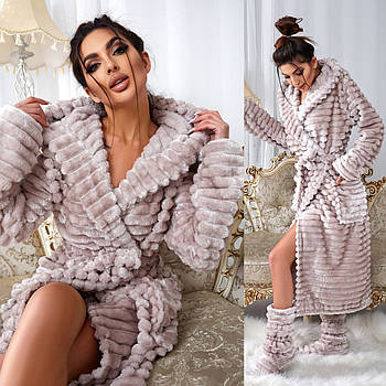 Халат жіночий махровий з капюшоном та чобітками (р.S-M,L-XL,2XL-3XL) Туреччина