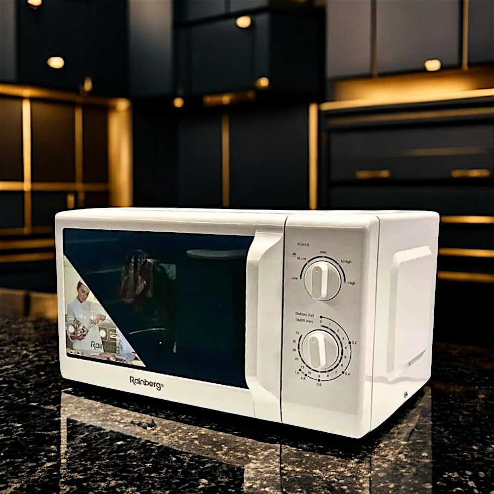 Механічна мікрохвильова піч Rainberg 1200Вт Мікрохвильовка 20л Мікрохвильова піч 5 рівнів потужності К2, фото 1